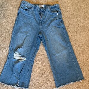 PAIGE Women's Light Blue Distressed Flare Jeans